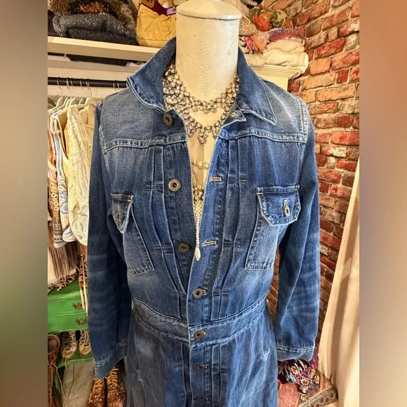 Ralph Lauren Blue Button-Front Maxi Denim Dress - Picture 2 of 16